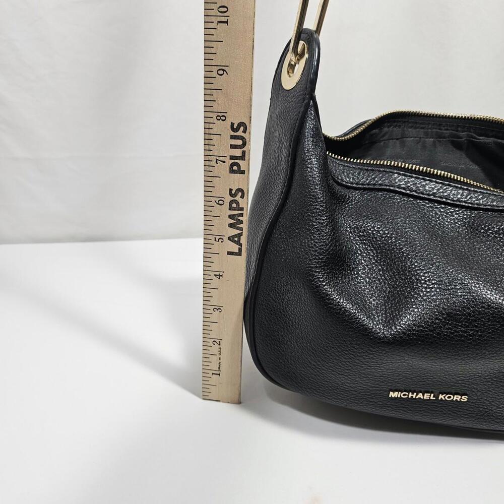 MICHAEL Michael Kors Raven Medium Leather Messenger Bag Black With Gold Hardwear - Picture 8 of 15